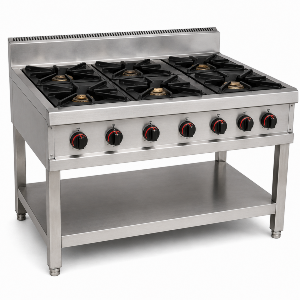 Heavy-Duty 6-Burner Commercial Gas Cooker